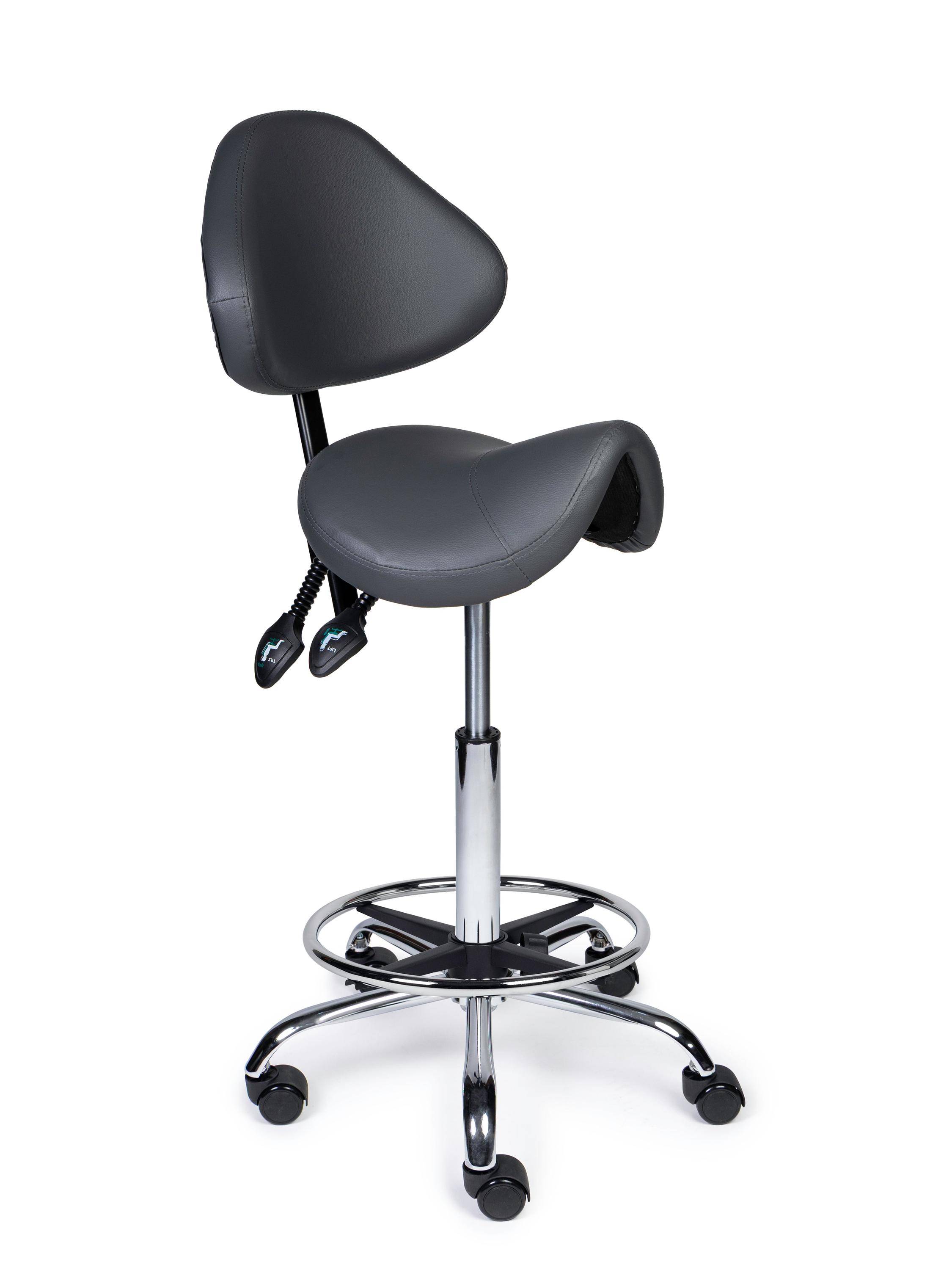 Ergonomische Zadelkruk met Rugleuning Expert Grijs op Wielen-0