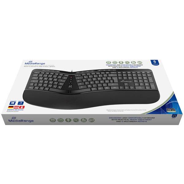 MediaRange Ergonomisch Multimedia Toetsenbord - 124 Toetsen - Zwart (MROS120)-1