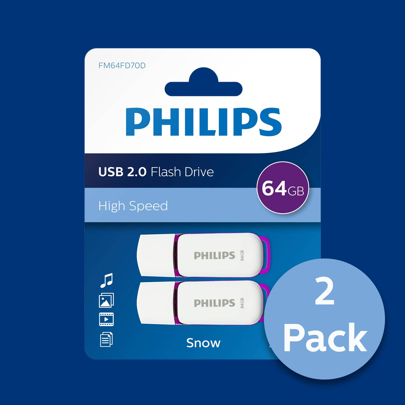 Philips USB-stick 64GB Snow - USB 2, Magic Purple, 2-pack-4