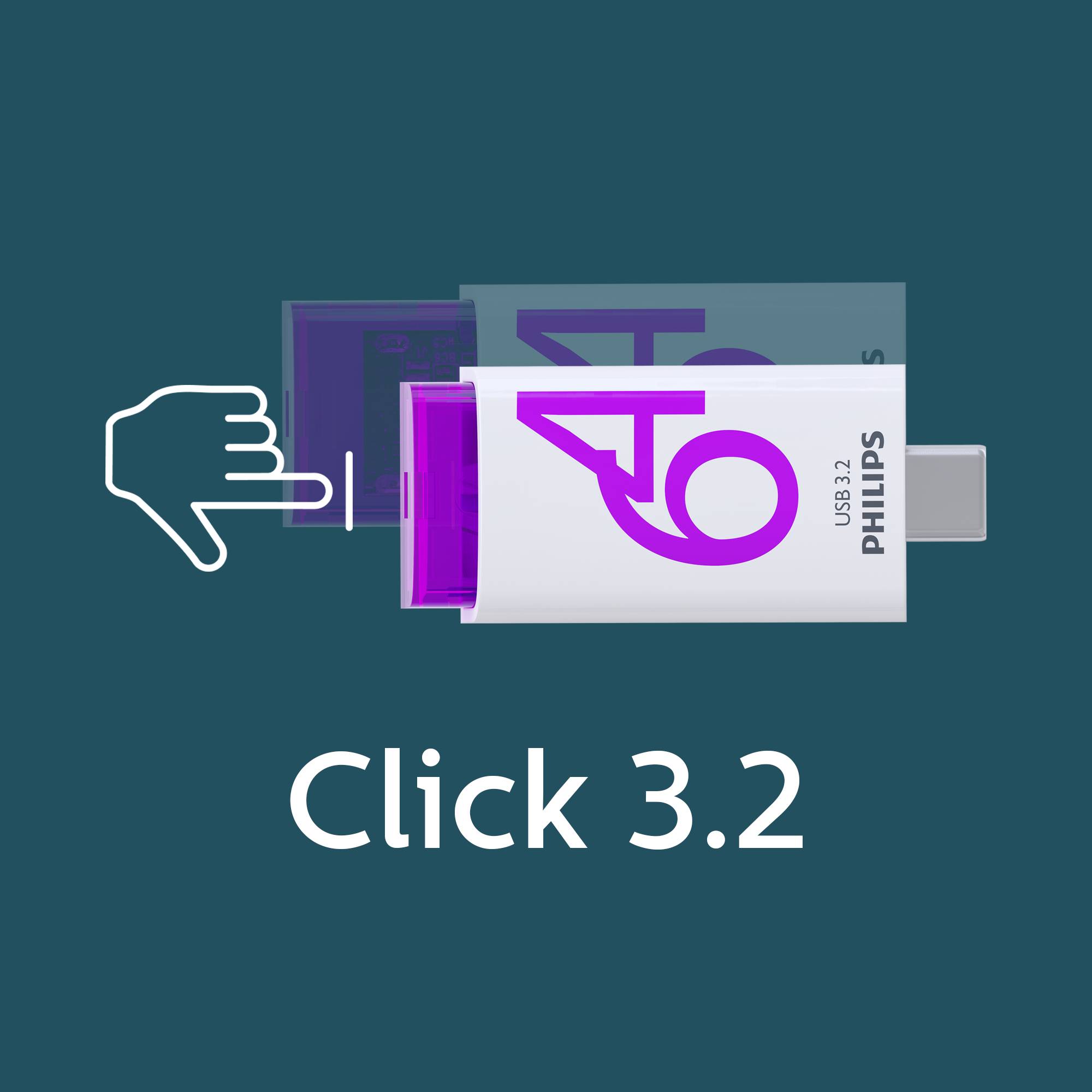 Philips USB-stick 64GB Click - USB 3.2, Magic Purple-0
