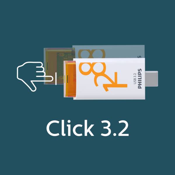 Philips USB-stick 128GB Click - USB 3.2, Sunrise Orange