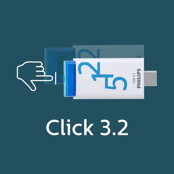 Philips USB-stick 512GB Click - USB 3.2, Ocean Blue
