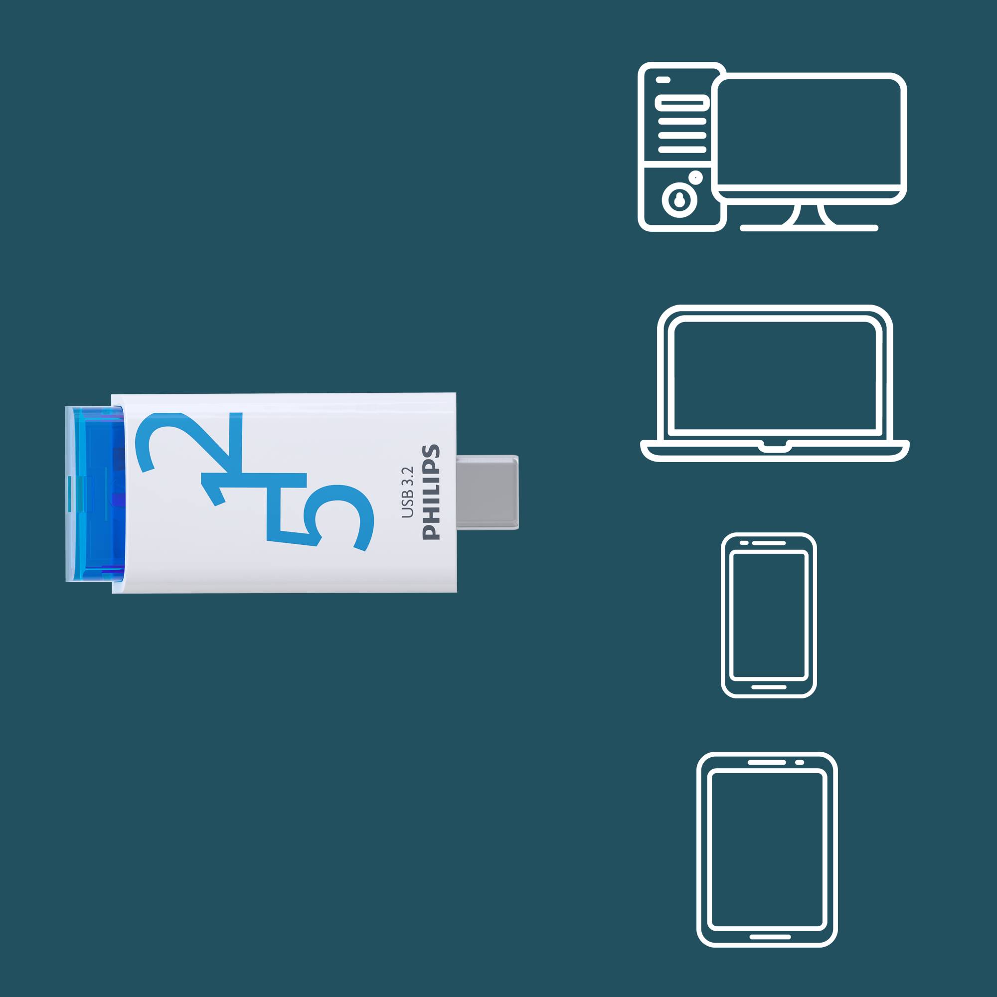 Philips USB-stick 512GB Click - USB 3.2, Ocean Blue-1