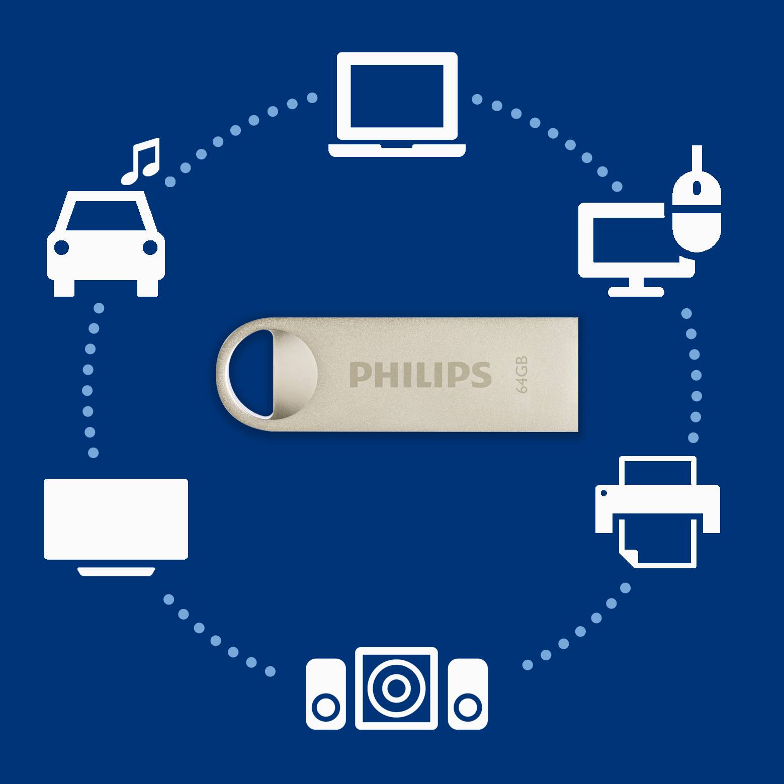 Philips USB-stick 64GB Moon - USB 2, Vintage Silver-0