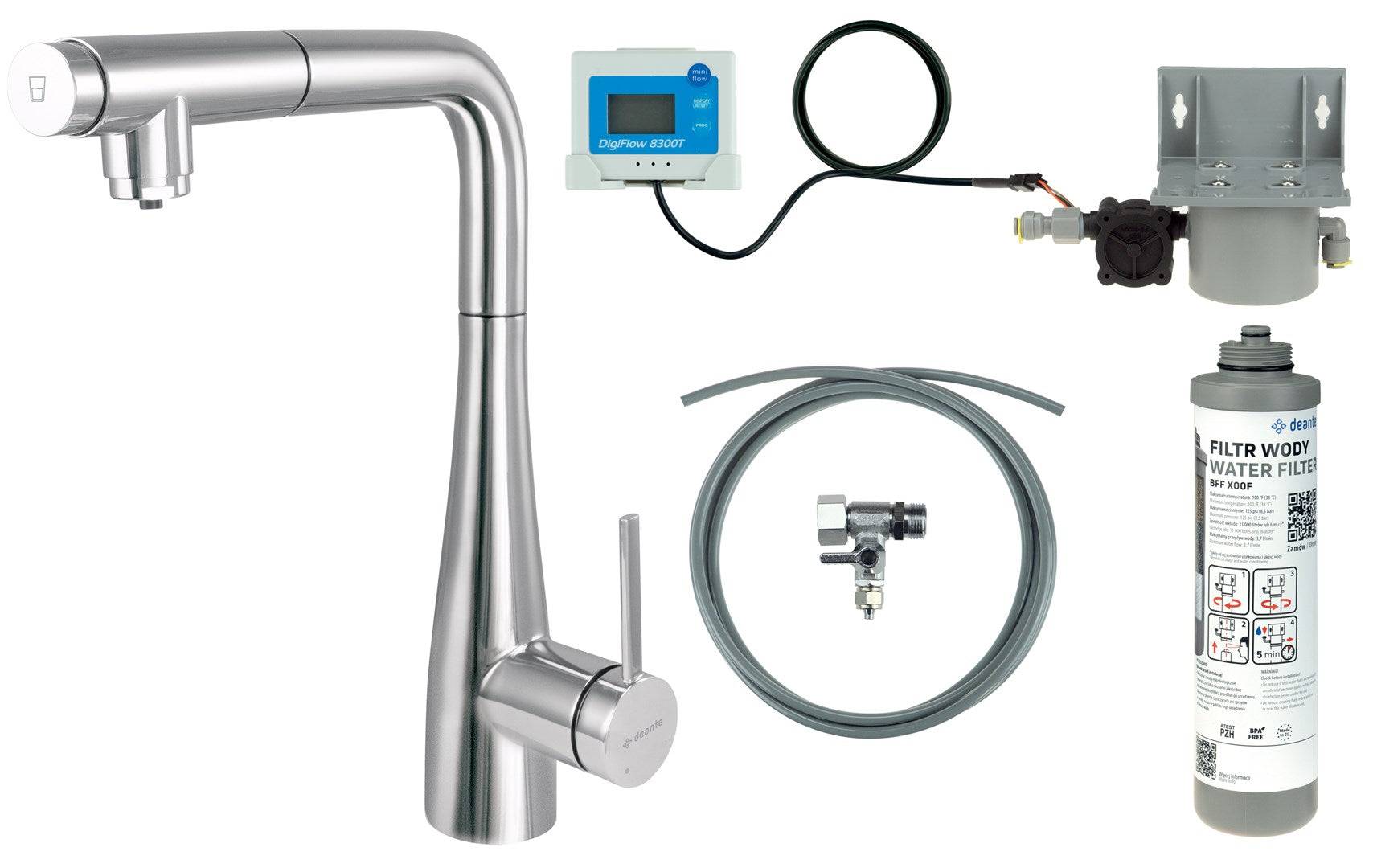 deante Keukenkraan met Waterfilter, Uittrekbare Uitloop, BREF075M-0