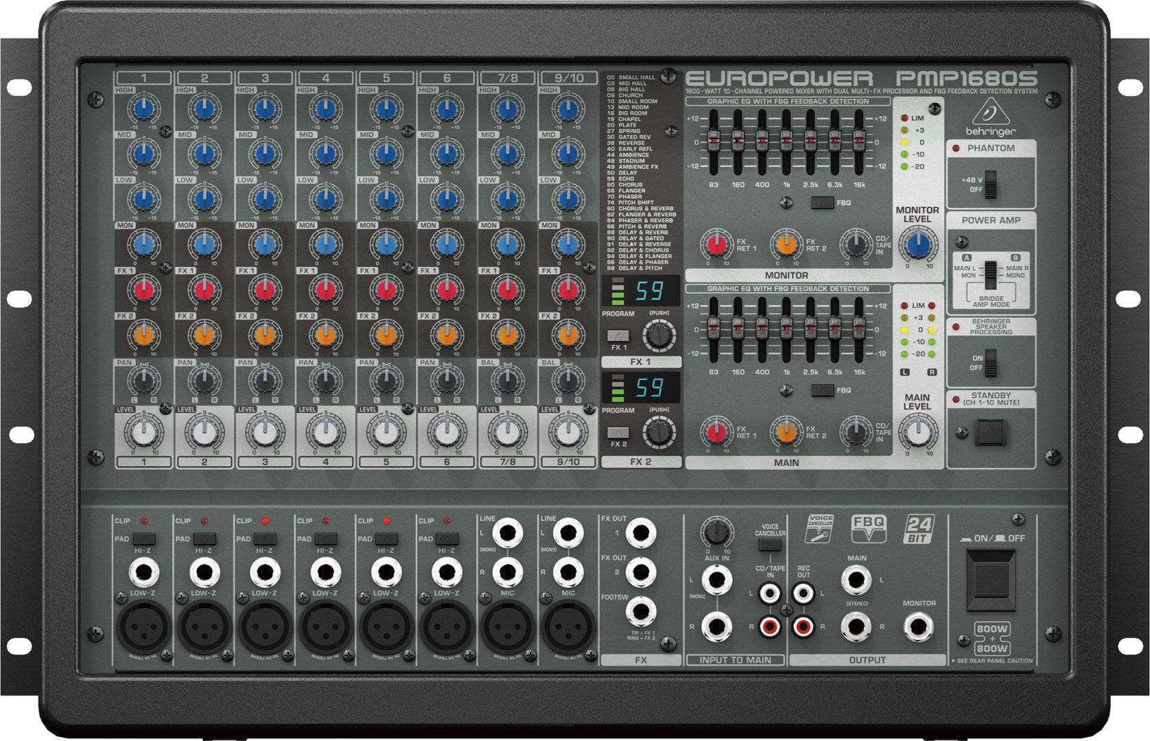 Behringer PMP1680S Audio Mixer 10 Kanalen 10 - 200000 Hz Zwart-0