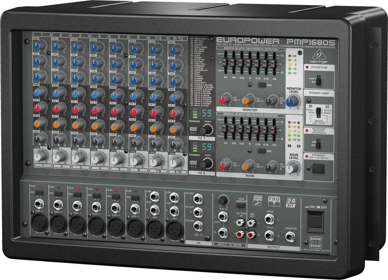 Behringer PMP1680S Audio Mixer 10 Kanalen 10 - 200000 Hz Zwart-3