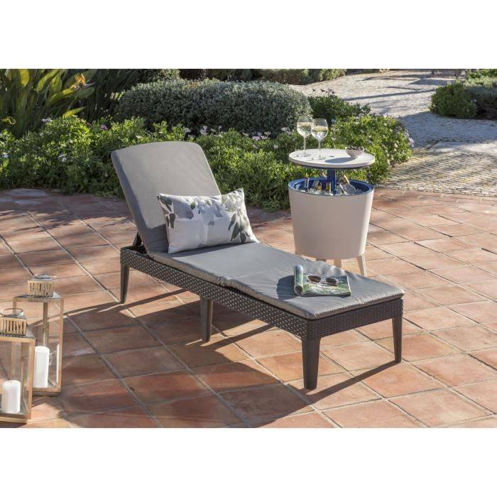 Allibert by KETER Ligstoel - Jaipur - Imitatie Wicker Kunststof - Grijs-1