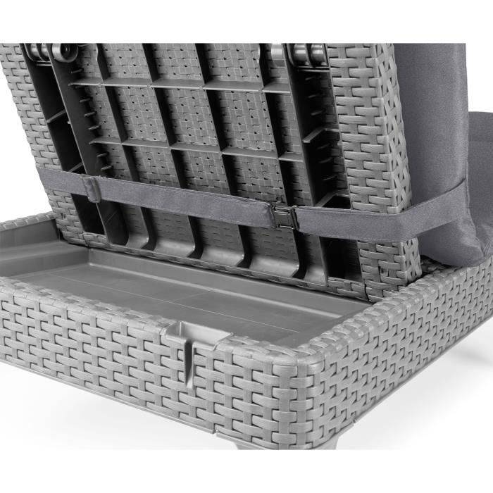 Allibert by KETER Ligstoel - Jaipur - Imitatie Wicker Kunststof - Grijs-2