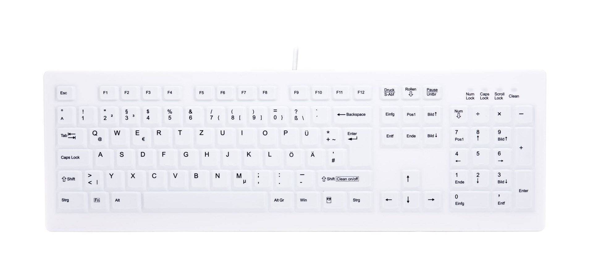 Contour Active Key AK-C8100F Medical Key USB Hygiënisch toetsenbord QWERTZ, Duits Wit Siliconemembraan, Geschikt voor de-2