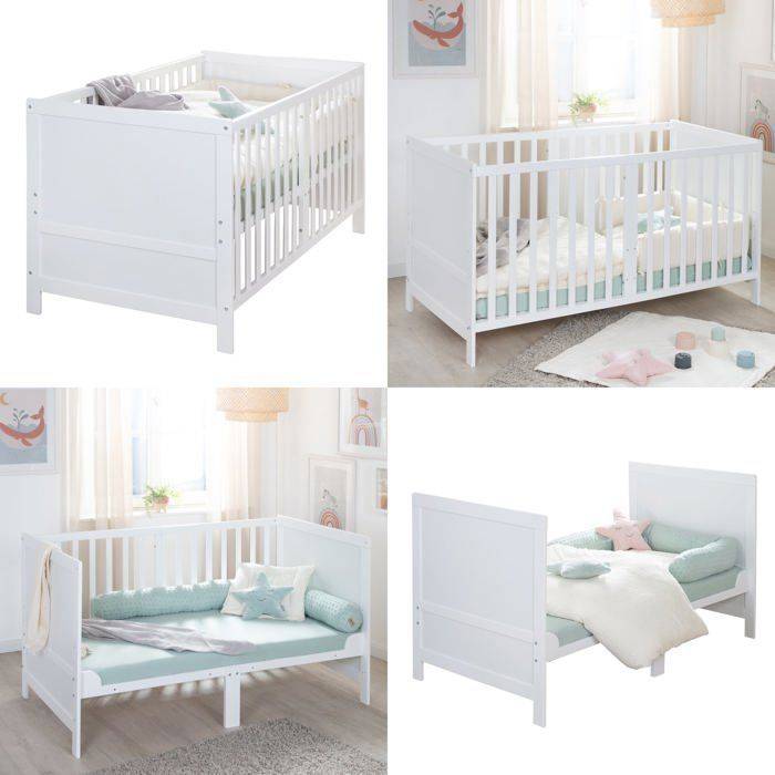 ROBA Convertible Babybed - 70 x 140 cm - EASY SLEEP - Wit Gelakt-4