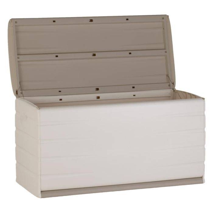 PLASTIKEN 350 L Opbergdoos Binnen/Buiten Met Slot en Wielen Beige-1