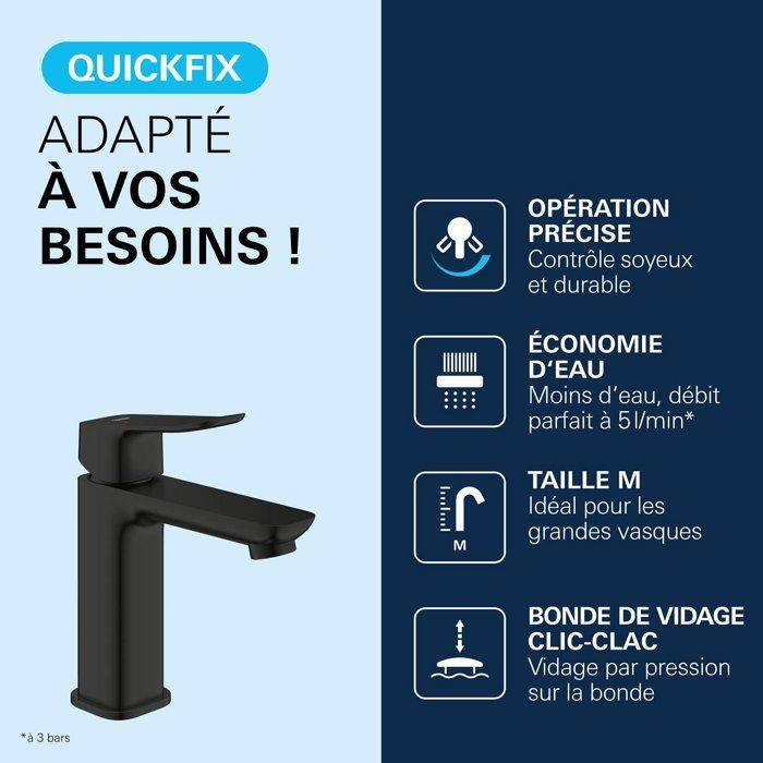 Grohe dice wastafelmengkraan - m-size - aquacalibrator - inclusief push-open waste - matte black-3
