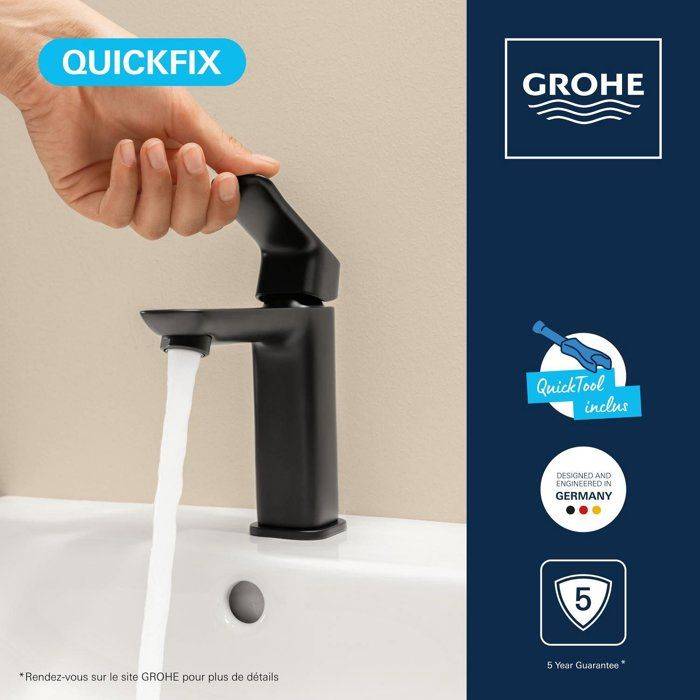 Grohe dice wastafelmengkraan - m-size - aquacalibrator - inclusief push-open waste - matte black-4