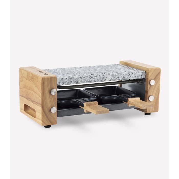 H.Koenig Raclette Grill - WOD2 - Voor 2 Personen - Kooksteen - Houten Ontwerp - 350W-0