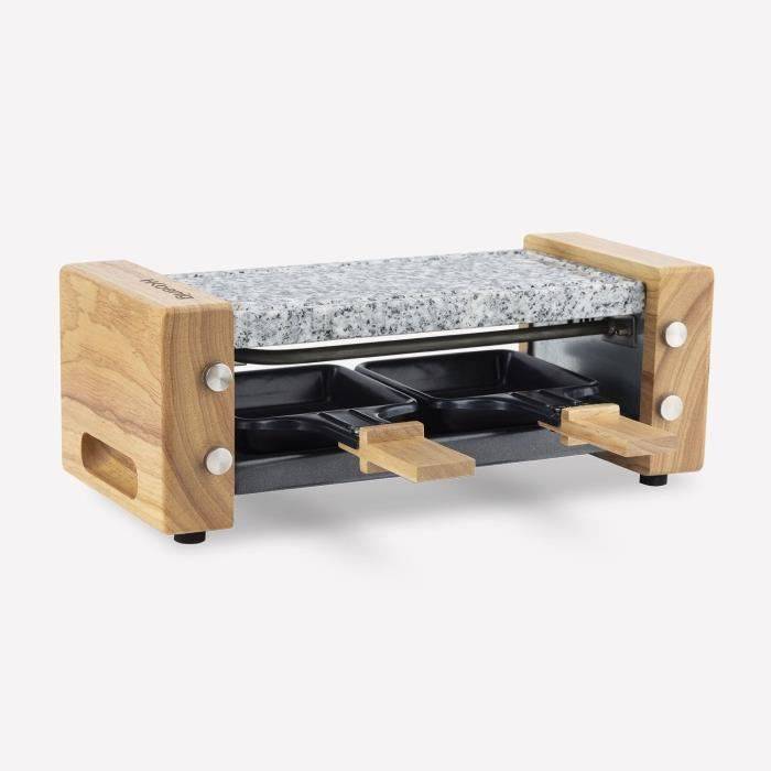 H.Koenig Raclette Grill - WOD2 - Voor 2 Personen - Kooksteen - Houten Ontwerp - 350W-1