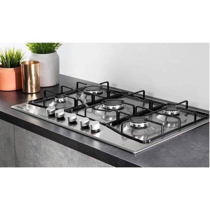 HOTPOINT PNN 751 IX Gas Kookplaat - 5 Branders - 75 x 51 cm - RVS 10.5kW W75 D51cm-1