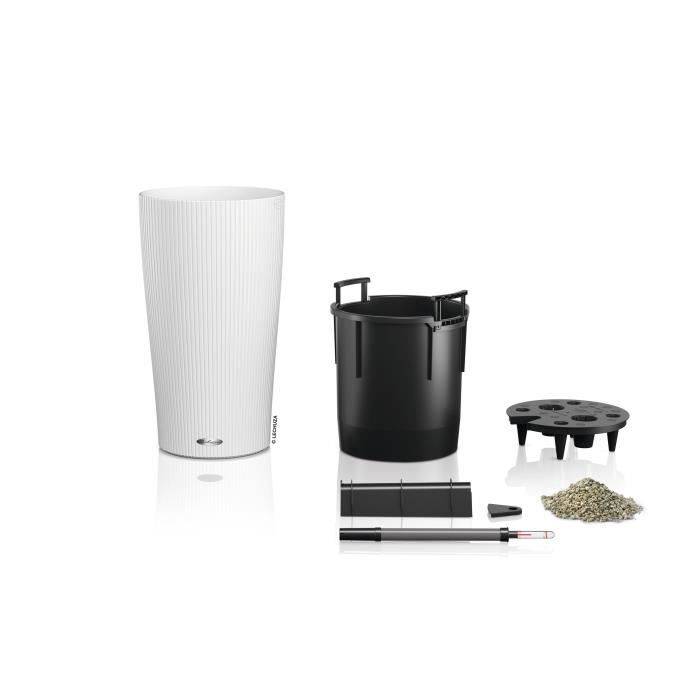 LECHUZA Bloempot - Cilinder Kleur 23 - Ø 23 x 41 cm - 6 L - Compleet Kit - Wit-1