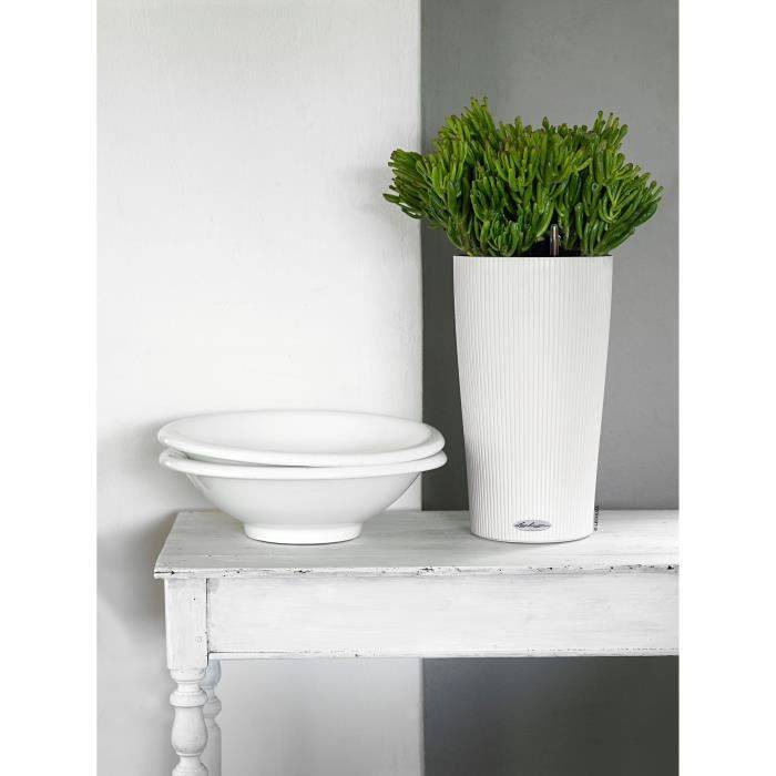 LECHUZA Bloempot - Cilinder Kleur 23 - Ø 23 x 41 cm - 6 L - Compleet Kit - Wit-2