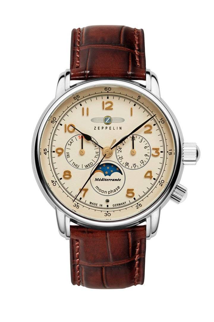 Zeppelin Mediterranee 9636-5 Quartz Horloge Beige Wijzerplaat-0