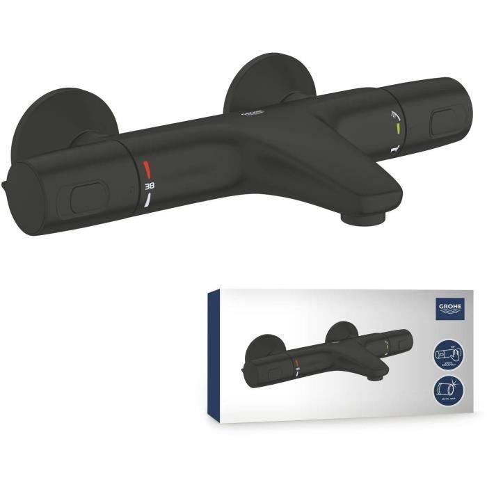 GROHE Bad/Douche Mengkraan - Precision Trend - Thermostatisch - Mat Zwart-0