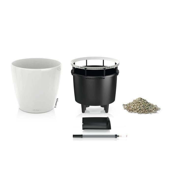LECHUZA Bloempot - Classico premium LS 50 - Ø 49,5 x 46,5 cm - Glanzend wit - Compleet pakket-1