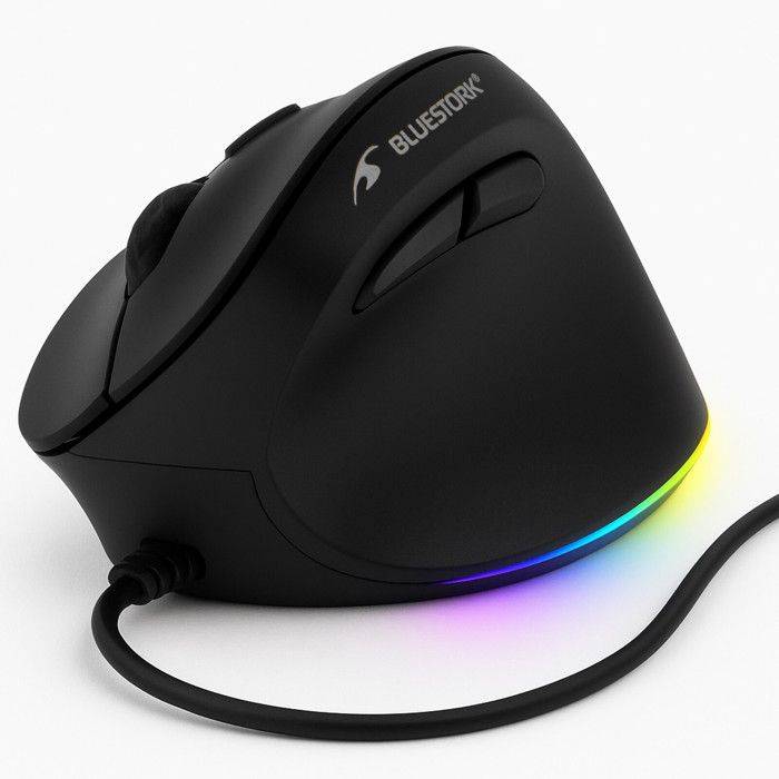 Bluestork Ergonomische Verticale Bedrade Muis - ERGO LUMI WIRED - Zwart-2
