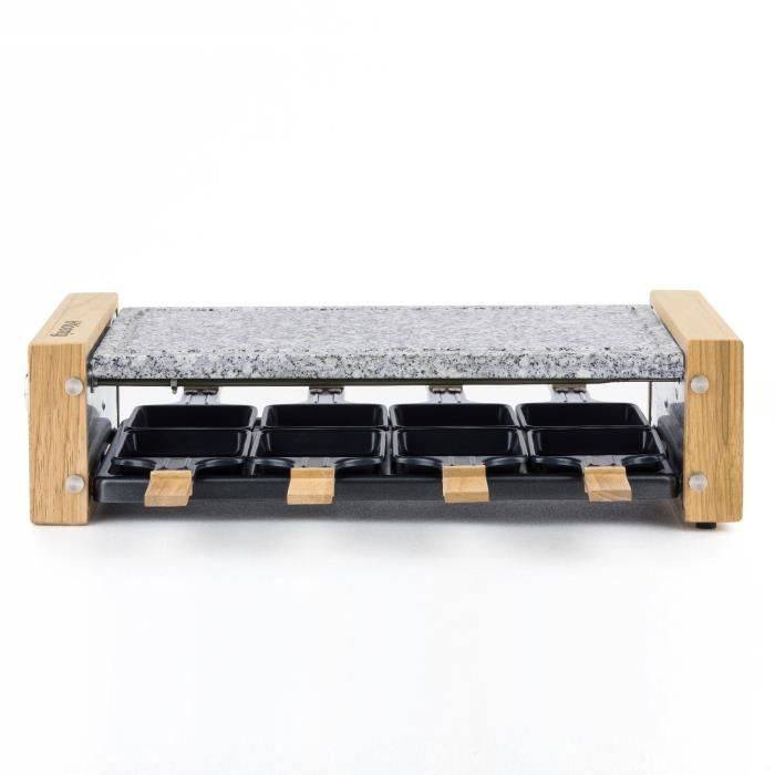HKoeNIG Raclette Grill - WOD8 - 1200W - Voor Tot 8 Personen - Kooksteen - Houten Ontwerp-0