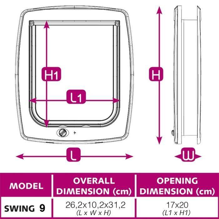 FERPLAST Swing Plastic Kattenluik - 26,2 x 10,2 x 31,2 cm - Bruin - Voor Grote Katten en Kleine Honden-3