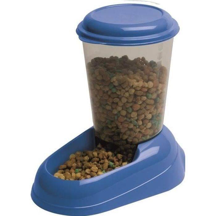 FERPLAST Zenith 3 L Plastic Voederdispenser - Blauw - Hond en Kat 29.2x20.2x28.8-0