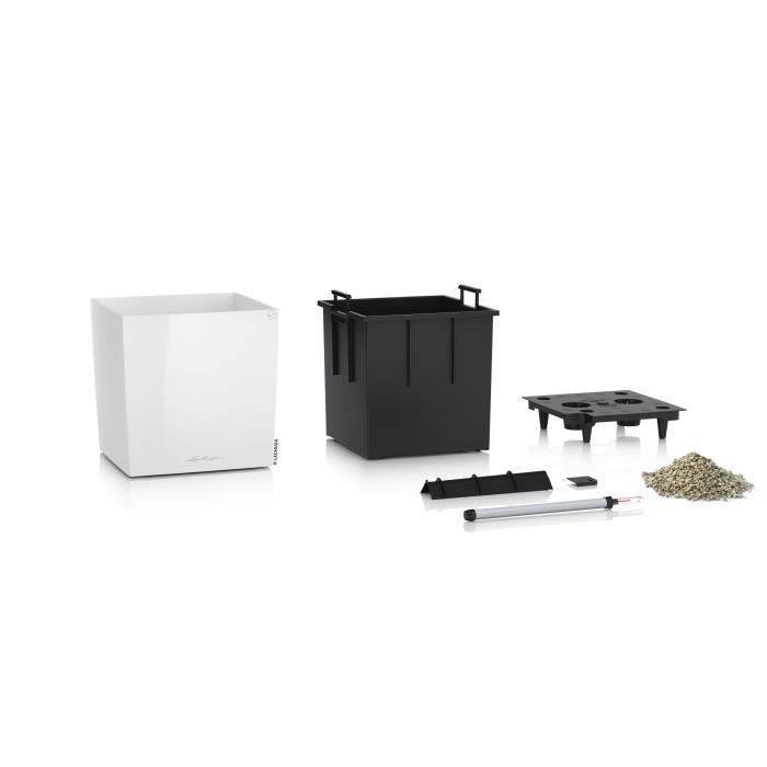 LECHUZA Bloempot Premium Cube 40 - 39,0 x 39,0 x 40 cm - 31 L - Compleet pakket - Glanzend Wit-2