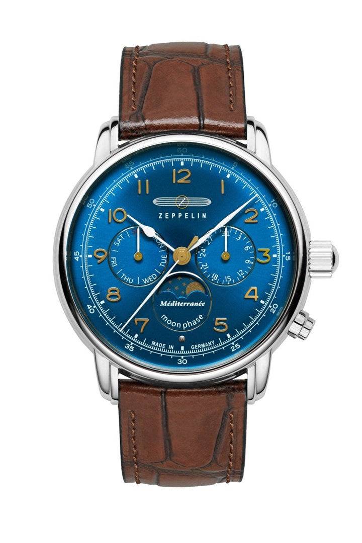 Zeppelin Mediterranee Horloge Quartz 42 mm Bruine Leren Band-0