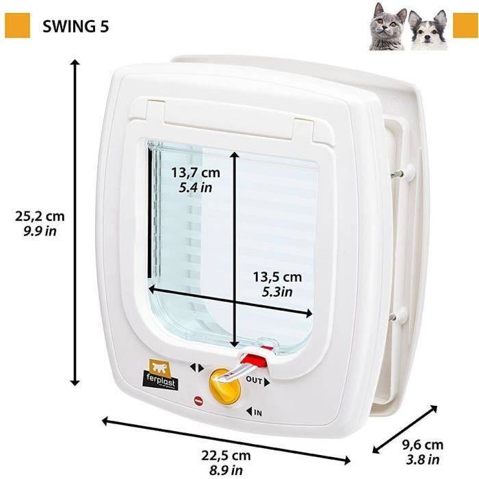 FERPLAST Swing 5 Kattenluik - Grijs - 22.5 x 16.2 x 25.2 cm-4