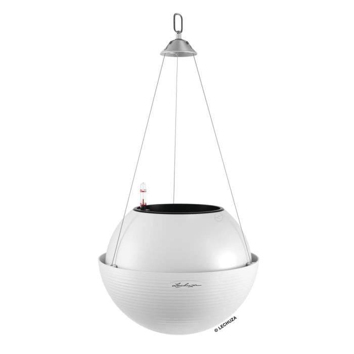 LECHUZA Hangende Plantenbak BOLA Color 32 ALL-IN-ONE - Ø 32 x 25 cm - Wit 443305-1
