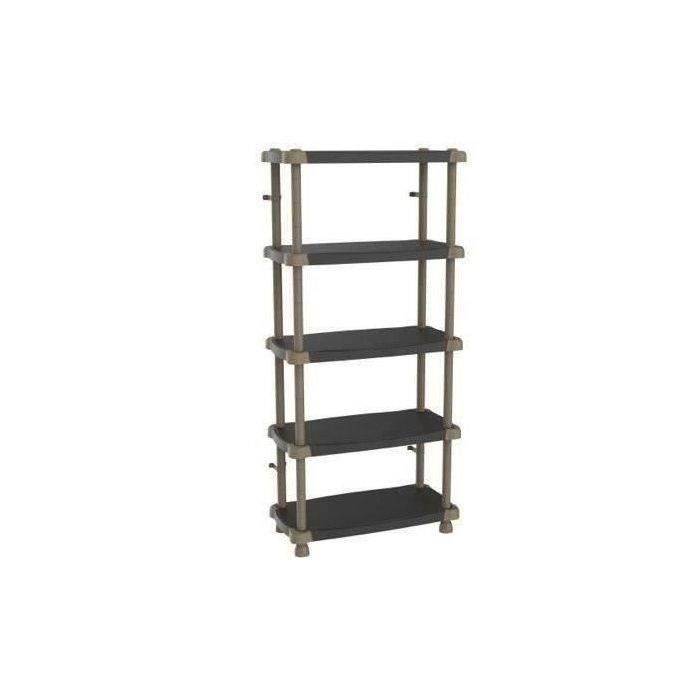Plastiken Hoge Etage 88 cm - 5 Bi-Color Planken - Zwart en Taupe-0