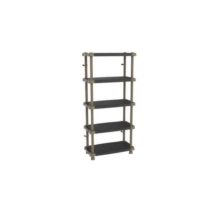 Plastiken Hoge Etage 88 cm - 5 Bi-Color Planken - Zwart en Taupe-1