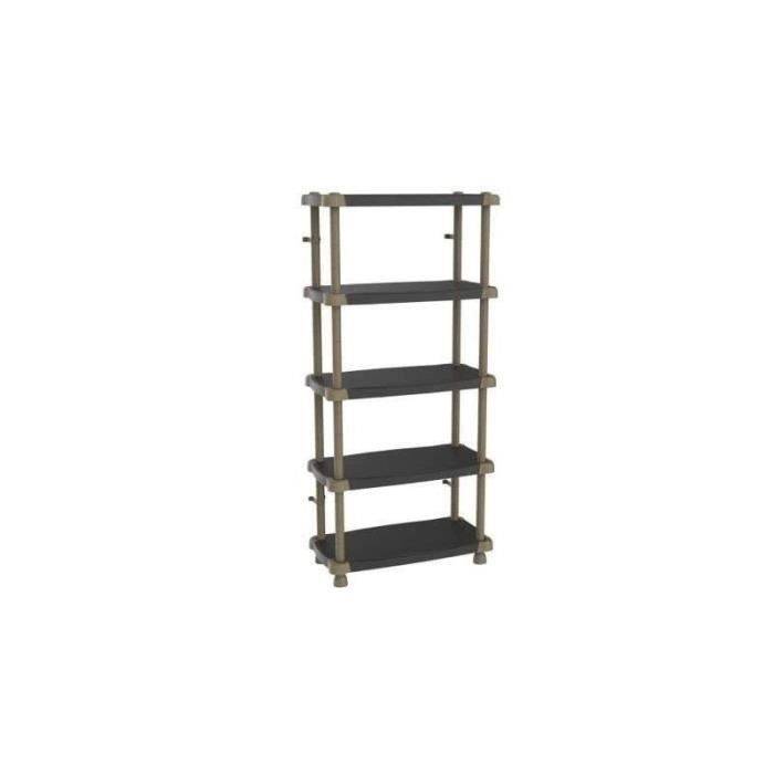 Plastiken Hoge Etage 88 cm - 5 Bi-Color Planken - Zwart en Taupe-2