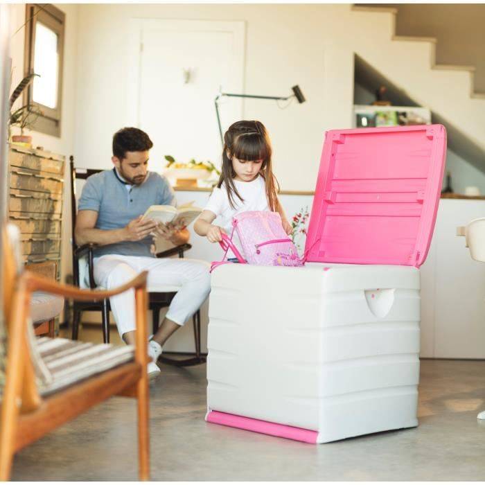 PLASTIKEN Ruimtebesparende Opbergkist met Wielen 190 L Fuchsia-2
