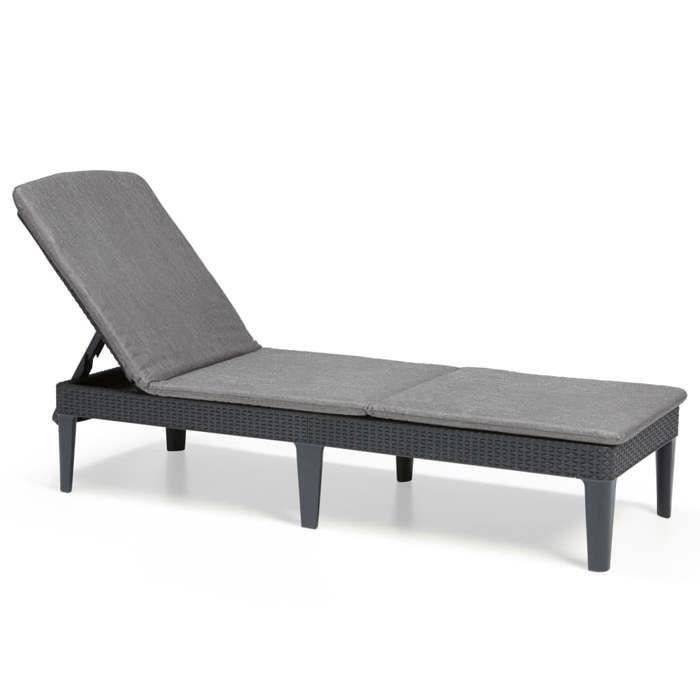 Allibert by KETER Ligstoel - JAIPUR - Imitatie Wicker Kunststof - Grafiet Grijs-0