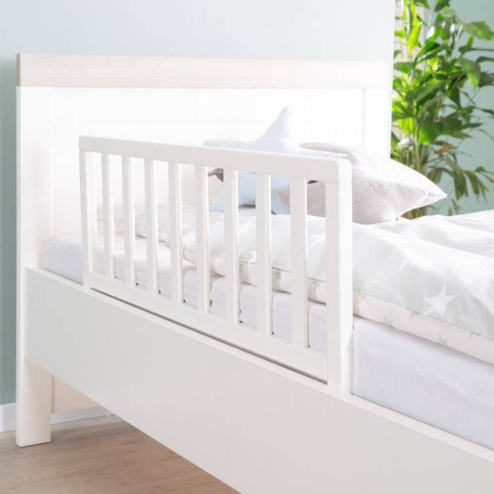 ROBA Houten Bedhekje 90 cm - Veilige Valbescherming voor Baby's en Kinderen - Gemakkelijke Montage - Wit-1
