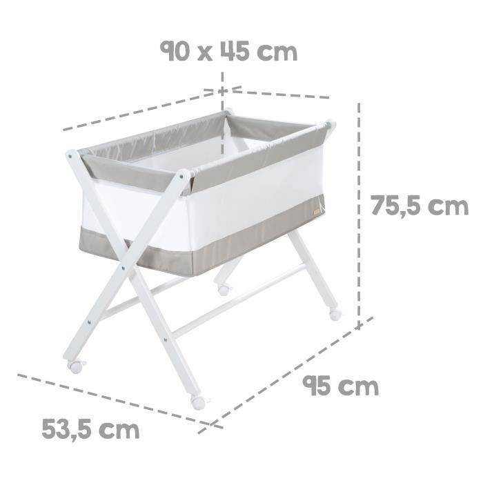 Vouwbed voor Co-Sleeping - ROBA - Canvas en Gaas - 90 x 45 cm - Grijs/Wit-1