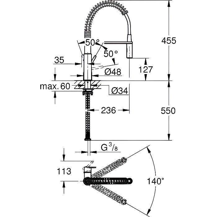 GROHE TAP Keukensink GET - Enkelhendel Mengkraan 2 Stralen - 30361000-3