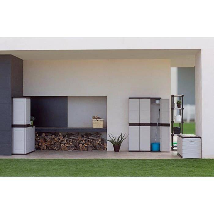 TITANIUM PLASTIKEN Lage Kast - 2 Deuren, Planken - Beige en Zwart - Binnen/Buiten 2-Door-1