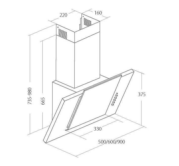 Akpo Afzuigkap 50 cm Zwart WK-4 Grand Eco-2