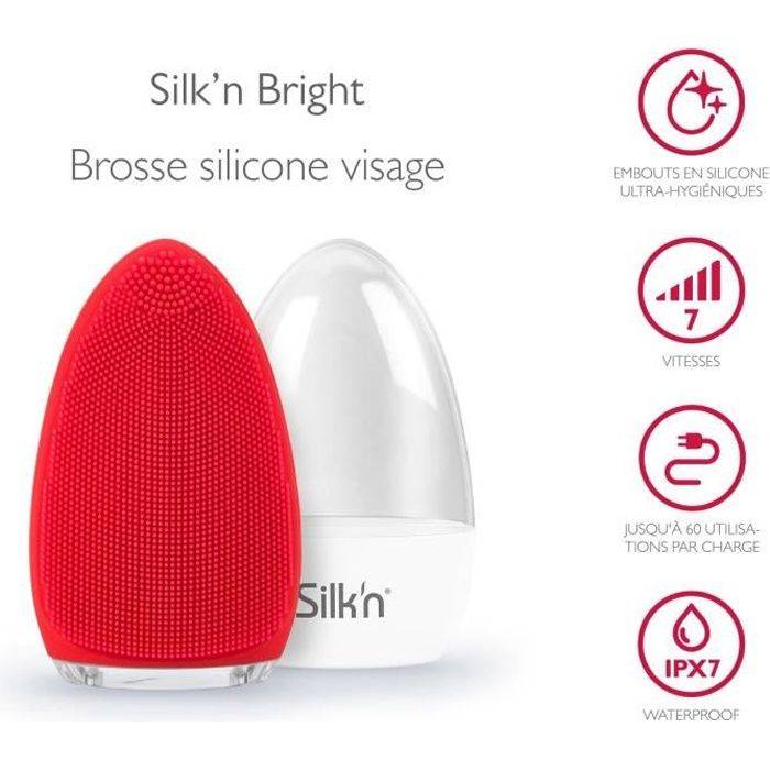 Silk'n BRIGHT Rode Gezichtsreinigingsborstel Oplaadbaar Hypoallergeen-0
