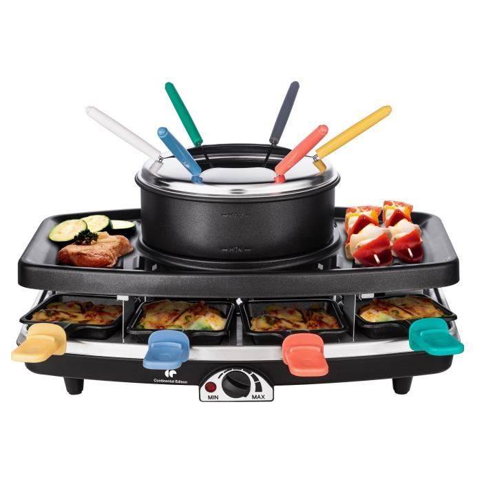 CONTINENTAL EDISON Raclette en Fondue Set - CERFG86B - Voor 8 Personen - Zwart-0