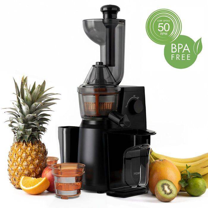 HKoeNIG GSX24 Juicer - 400W - 1 L - Zwart - Extra Langzame Pers Technologie-1