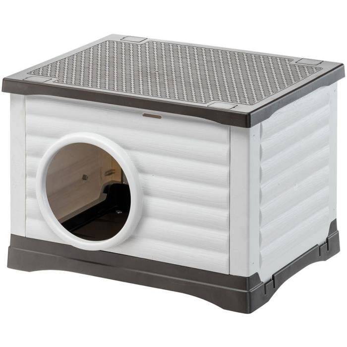 FERPLAST Petvilla 60 Buitenkantoor voor Honden - 54 x 43 x 38,5 cm - Wit/ Grijs-0