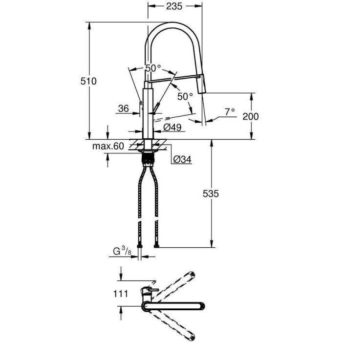 GROHE Concetto 31491000 Keukenmengkraan, Professionele Draaibare Uitloop, 360° Rotatie-2