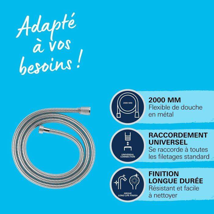 GROHE VitalioFlex Metalen Douche Slang - 2 m - Chroom - Kinkbestendig-3